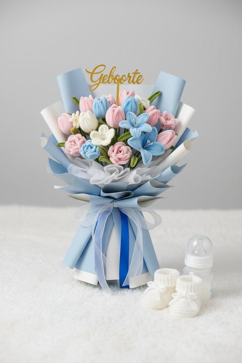 Geboorte Boeket lifestyle - handgemaakt chenilledraad