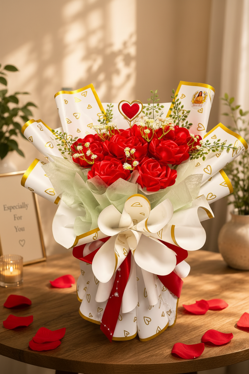 Romantisch liefde boeket met hart topper