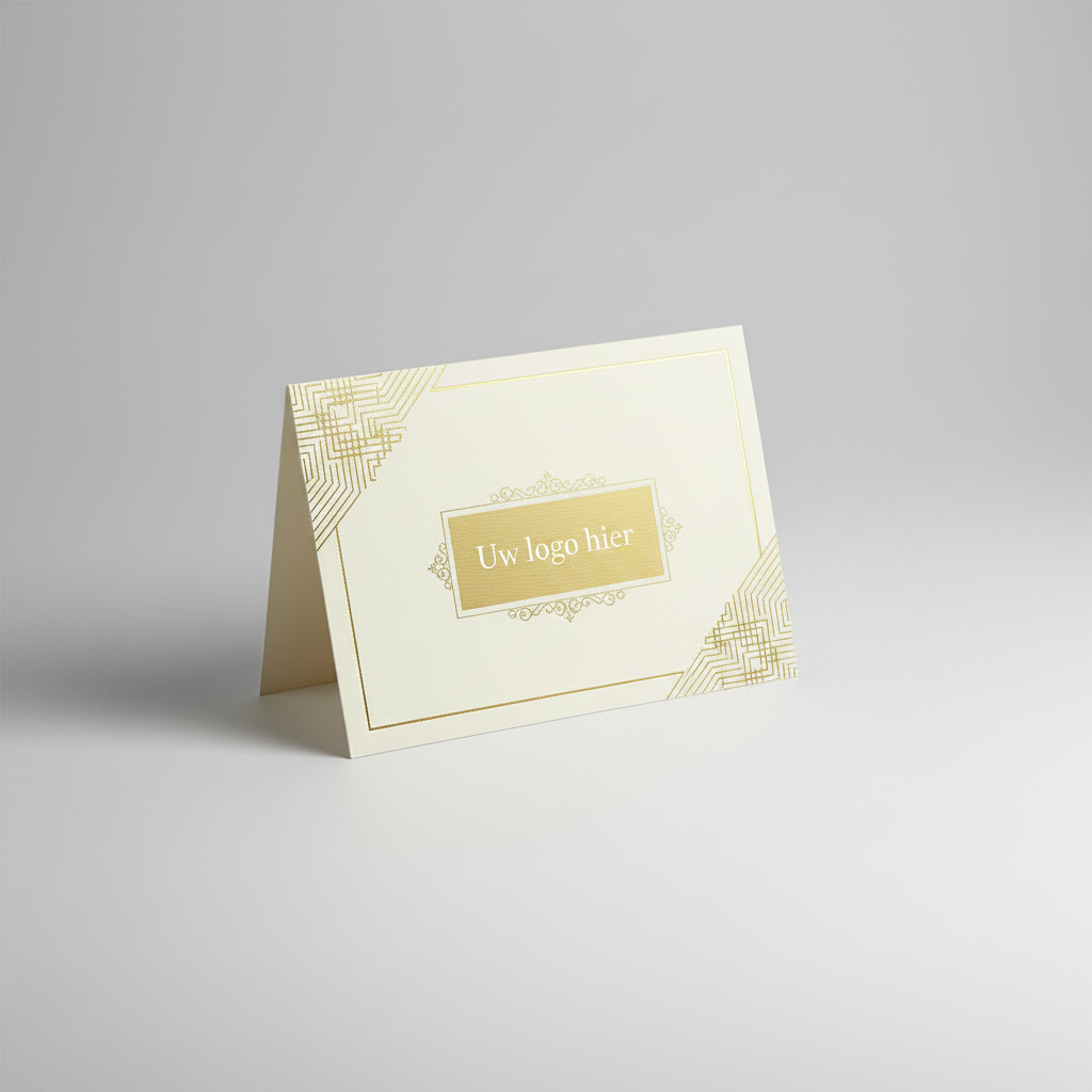 Gepersonaliseerde kaart met bedrijfslogo bij boeket - Krisha's Bloom Studio