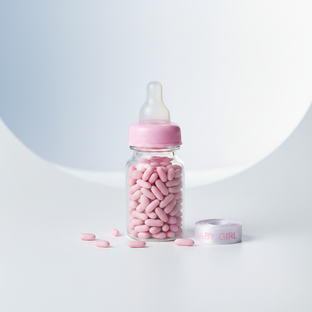 Babyflesje met roze muisjes - meisje - Krisha's Bloom Studio