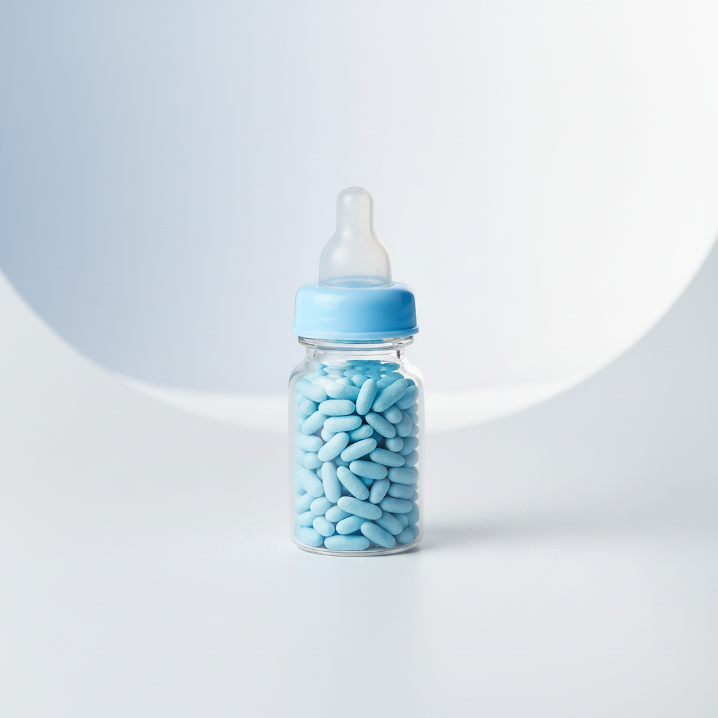 Babyflesje met blauwe muisjes - jongetje - Krisha's Bloom Studio