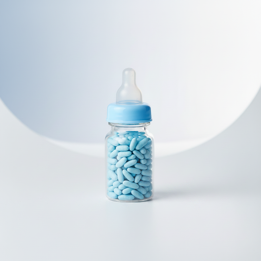 Babyflesje met blauwe muisjes - jongetje - Krisha's Bloom Studio