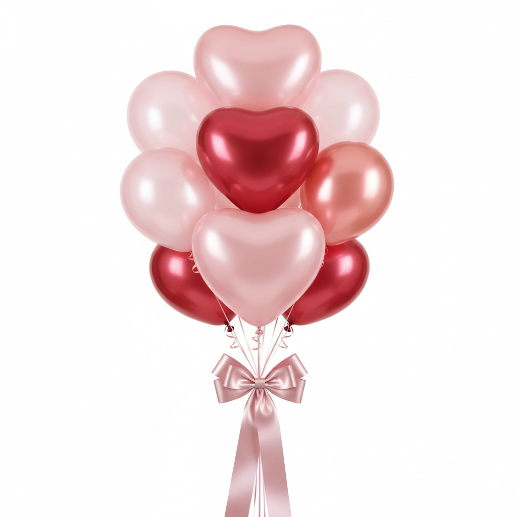 Romantische ballonnen bij boeket - Krisha's Bloom Studio